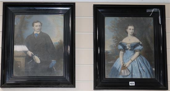 Victorian School, pair of coloured engravings, Portraits of the Prince and Princess of Wales 38 x 30cm